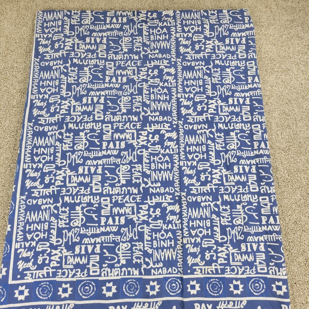 Archana Hanukkah Tablecloth 84" x 60" Blue White Cotton Rectangular Lightweight